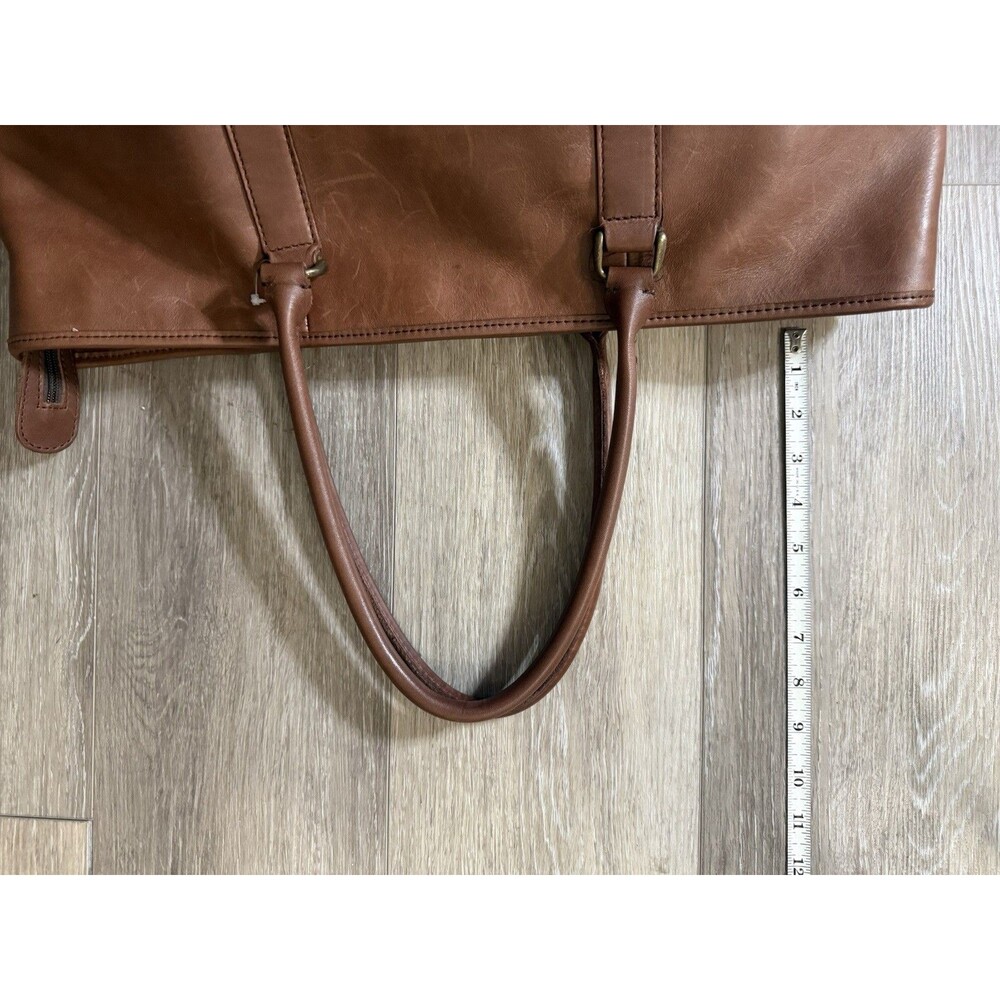 Vtg L.L. Bean Town & Field Wildlife Lining Leather Brown Tote Bag Shopper Travel - Picture 12 of 16